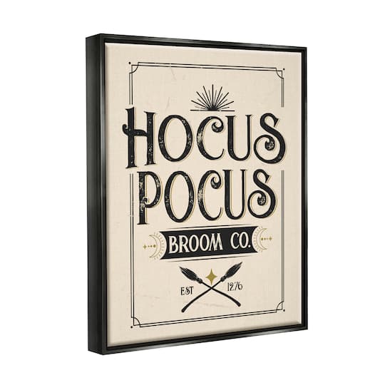 Stupell Industries Hocus Pocus Broom Co Sign Framed Floater Canvas Wall Art